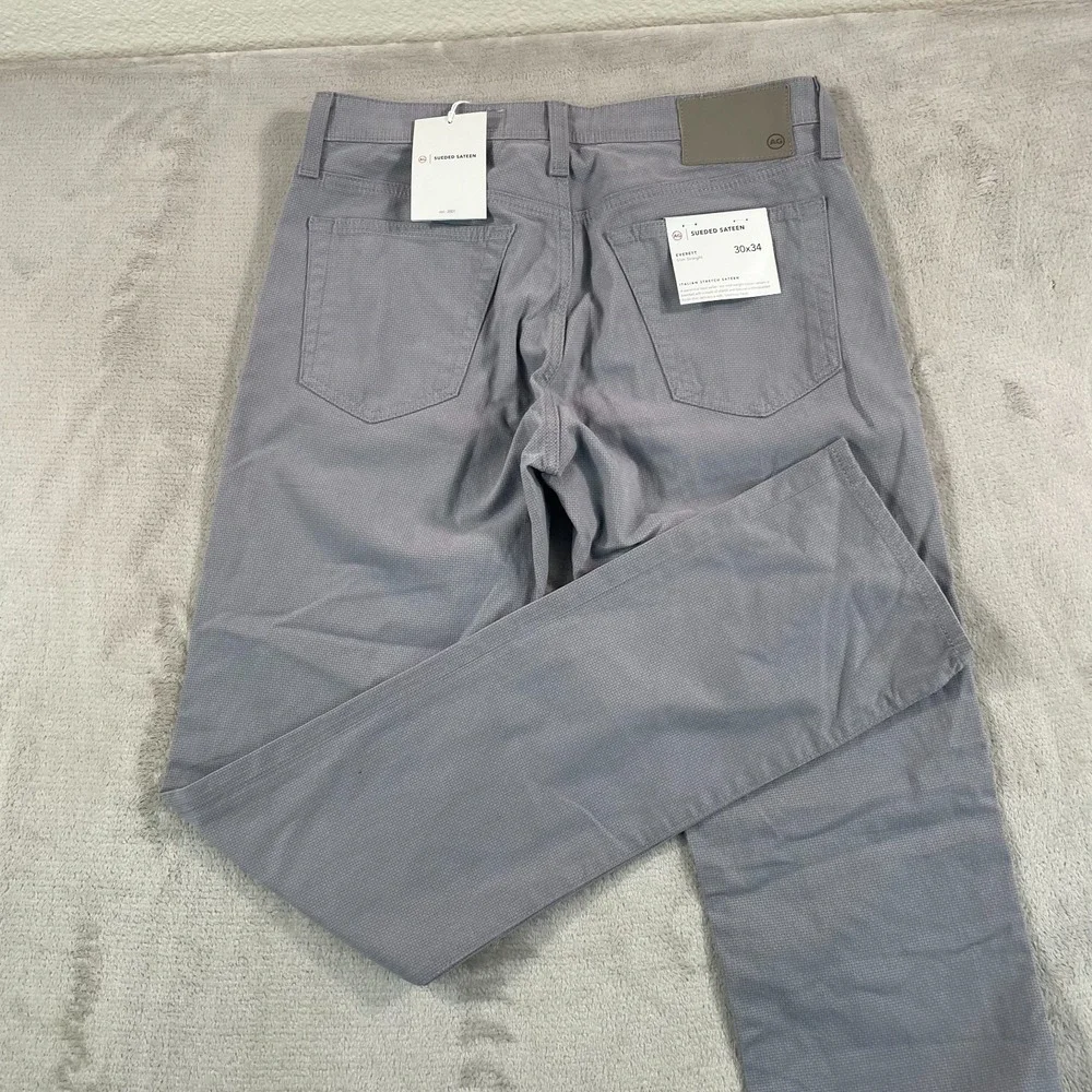 AG Adriano Goldschmied The Everett Slim‎ Straight 30x34 Grey Sueded Sateen NWT